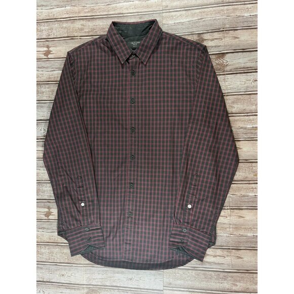 Rag & Bone Slim Fit Stock Shirt color plaid wine size M NWT - Picture 1 of 6
